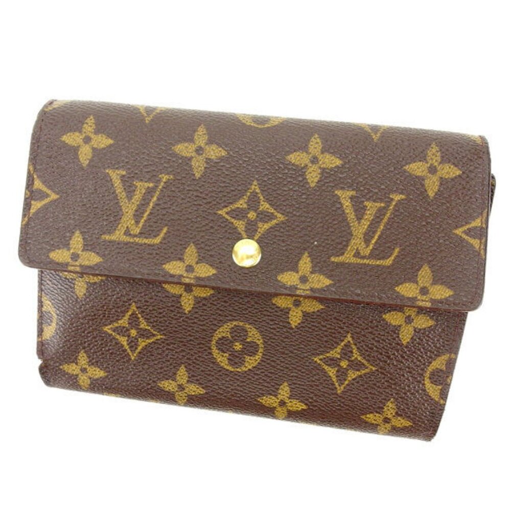 Louis Vuitton Wallet Purse Trifold Monogram Brown Woman Authentic Used